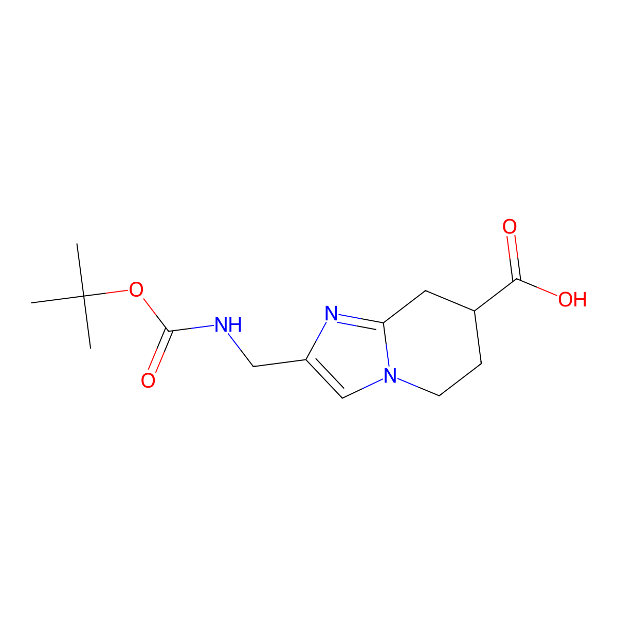 2-({[(tert-butoxy)carbonyl]amino}methyl)-5H,6H,7H,8H-imidazo[1,2-a]pyridine-7-carboxylic acid molecular structure, CAS 2763919-20-4
