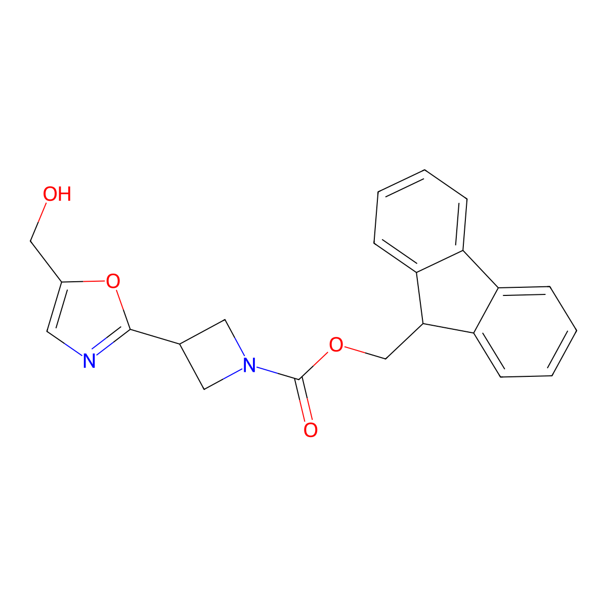 (9H-fluoren-9-yl)methyl 3-[5-(hydroxymethyl)-1,3-oxazol-2-yl]azetidine-1-carboxylate molecular structure, CAS 2763919-23-7