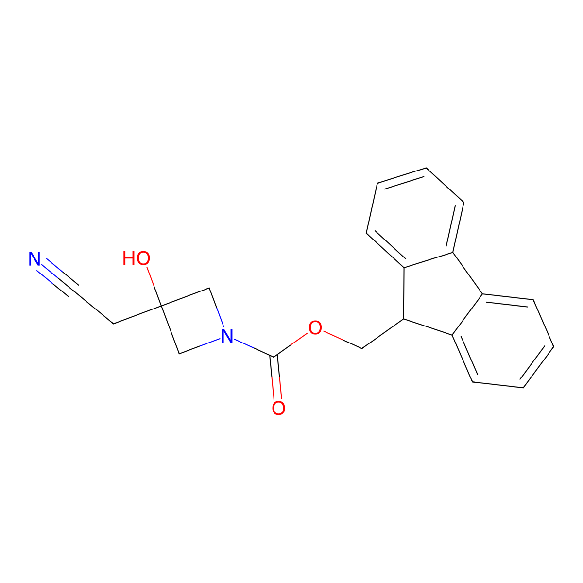 (9H-fluoren-9-yl)methyl 3-(cyanomethyl)-3-hydroxyazetidine-1-carboxylate molecular structure, CAS 2763919-25-9