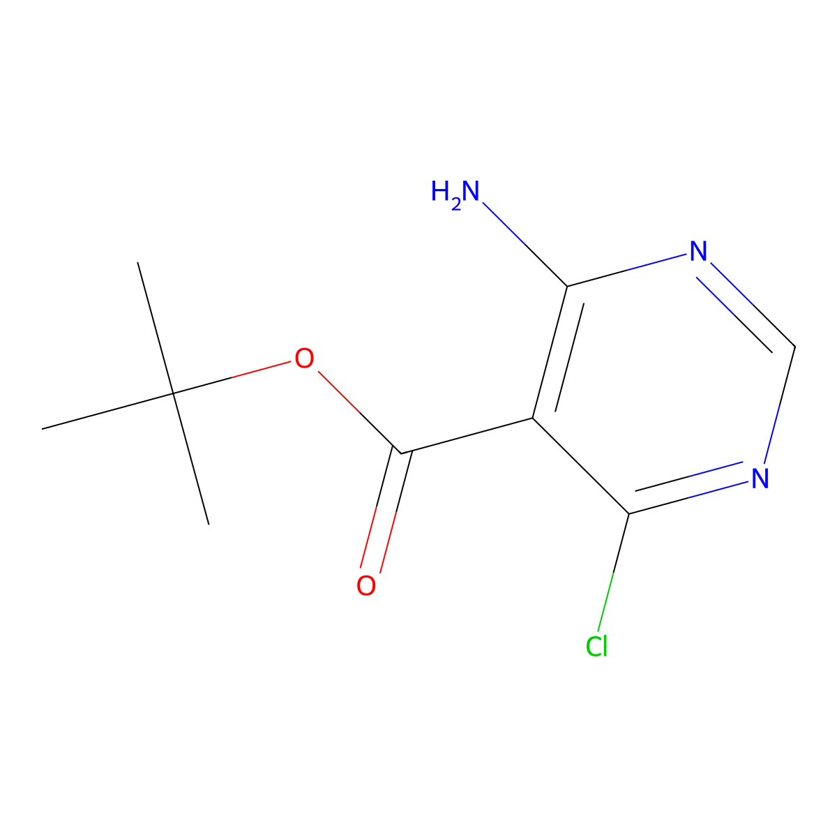 Tert-butyl 4-amino-6-chloropyrimidine-5-carboxylate molecular structure, CAS 2763919-42-0