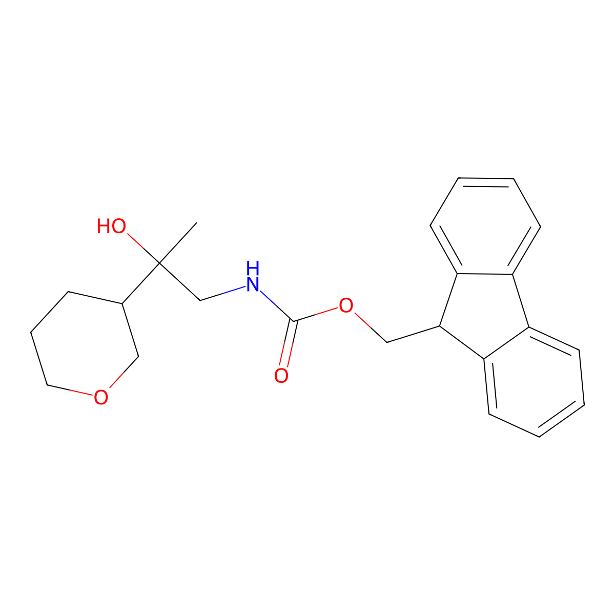 (9H-fluoren-9-yl)methyl N-[2-hydroxy-2-(oxan-3-yl)propyl]carbamate molecular structure, CAS 2763919-46-4