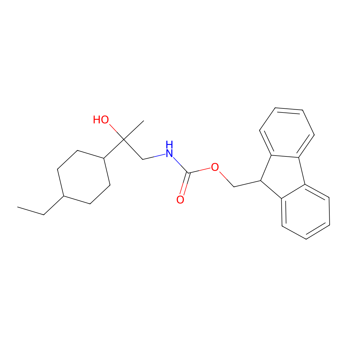 (9H-fluoren-9-yl)methyl N-[2-(4-ethylcyclohexyl)-2-hydroxypropyl]carbamate molecular structure, CAS 2763919-49-7