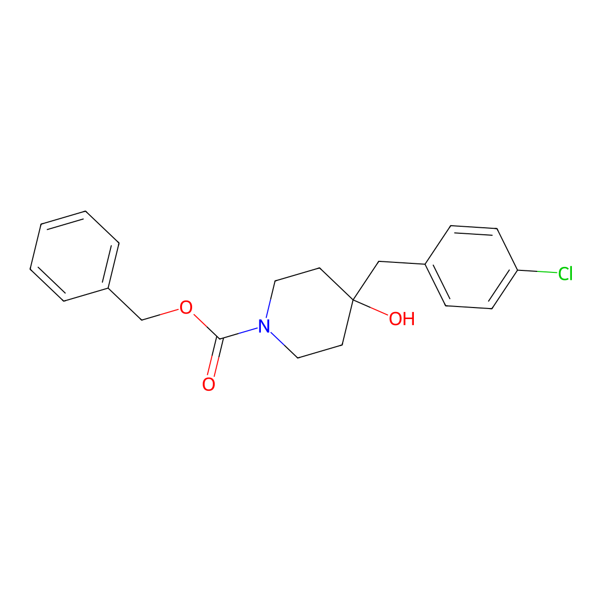 Benzyl 4-[(4-chlorophenyl)methyl]-4-hydroxypiperidine-1-carboxylate molecular structure, CAS 2763919-53-3