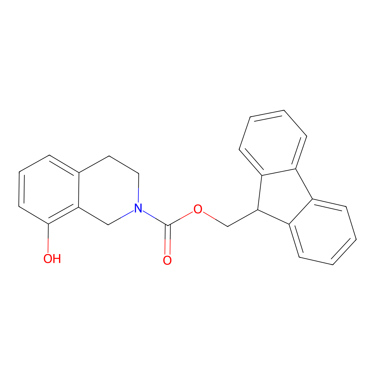(9H-fluoren-9-yl)methyl 8-hydroxy-1,2,3,4-tetrahydroisoquinoline-2-carboxylate molecular structure, CAS 2763919-55-5