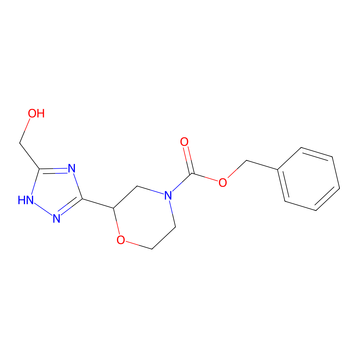 benzyl 2-[5-(hydroxymethyl)-1H-1,2,4-triazol-3-yl]morpholine-4-carboxylate molecular structure, CAS 2763919-61-3