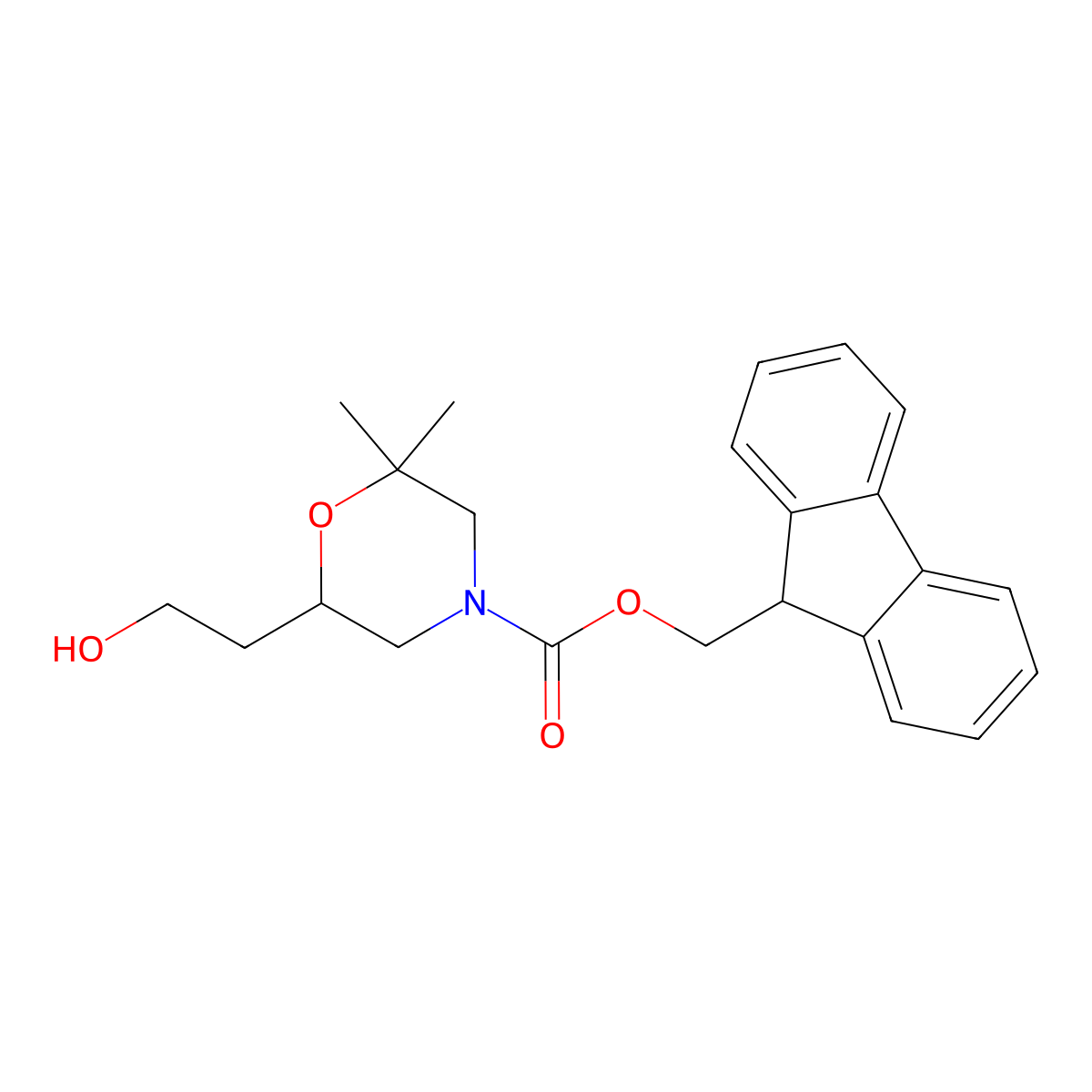 (9H-fluoren-9-yl)methyl 6-(2-hydroxyethyl)-2,2-dimethylmorpholine-4-carboxylate molecular structure, CAS 2763919-62-4
