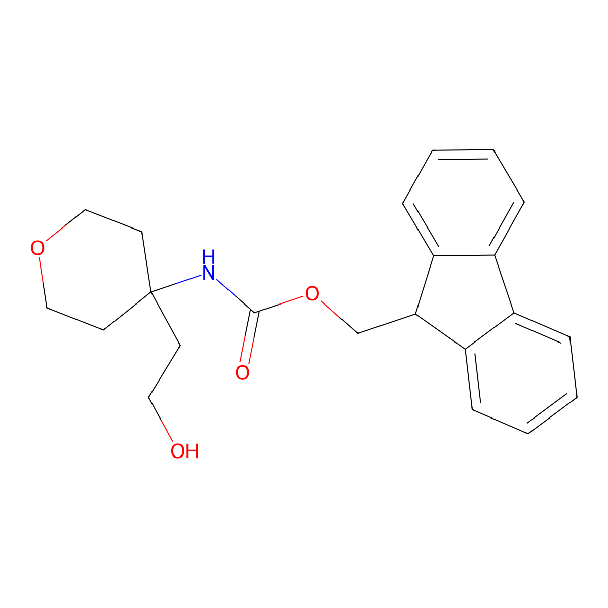 (9H-fluoren-9-yl)methyl N-[4-(2-hydroxyethyl)oxan-4-yl]carbamate molecular structure, CAS 2763919-65-7