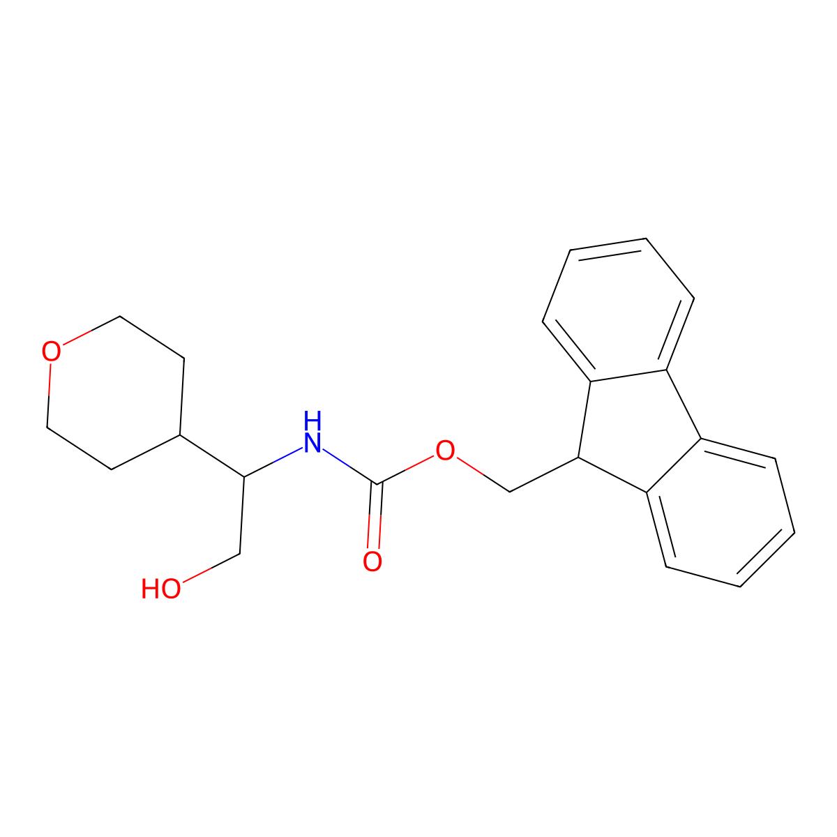 (9H-fluoren-9-yl)methyl N-[2-hydroxy-1-(oxan-4-yl)ethyl]carbamate molecular structure, CAS 2763919-66-8