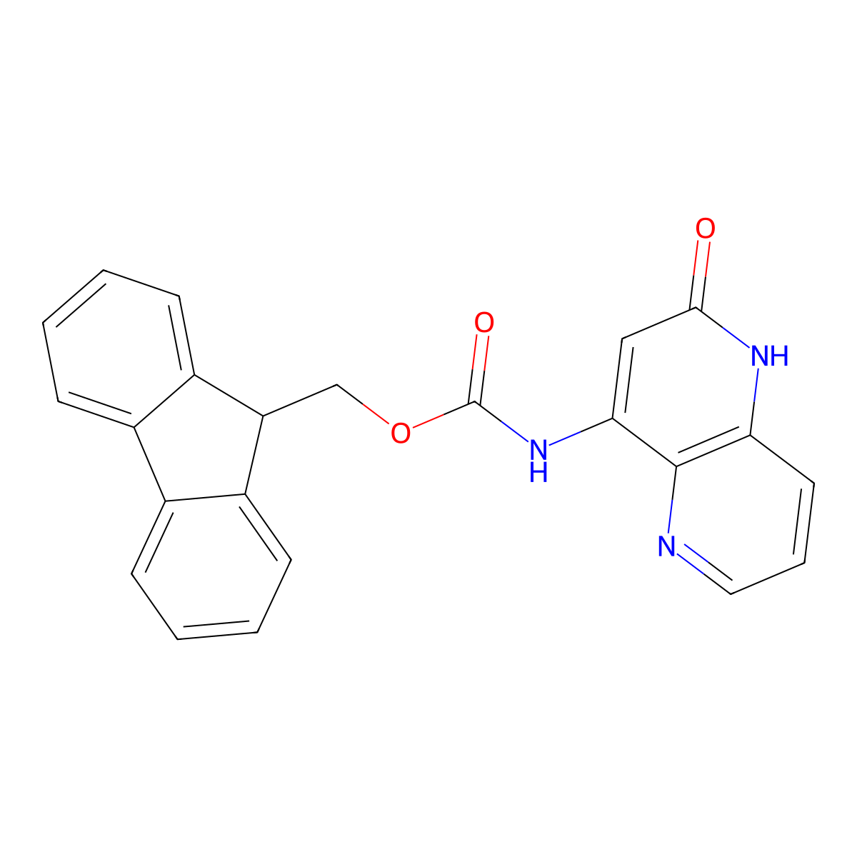 (9H-fluoren-9-yl)methyl N-(2-hydroxy-1,5-naphthyridin-4-yl)carbamate molecular structure, CAS 2763919-71-5