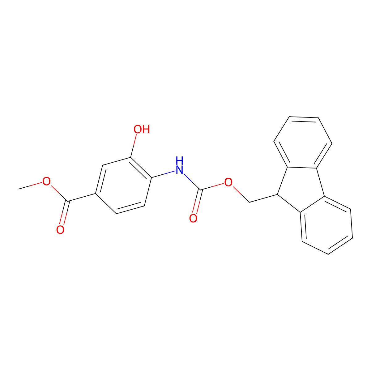 methyl 4-({[(9H-fluoren-9-yl)methoxy]carbonyl}amino)-3-hydroxybenzoate molecular structure, CAS 2763919-77-1