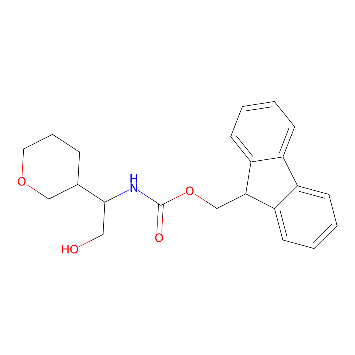 (9H-fluoren-9-yl)methyl N-[2-hydroxy-1-(oxan-3-yl)ethyl]carbamate molecular structure, CAS 2763919-81-7