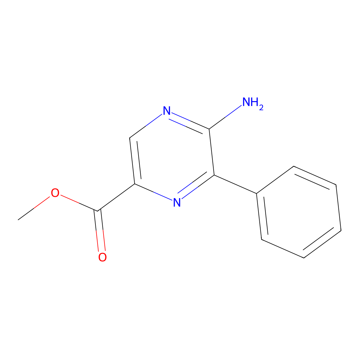 Methyl 5-amino-6-phenylpyrazine-2-carboxylate molecular structure, CAS 2763919-87-3