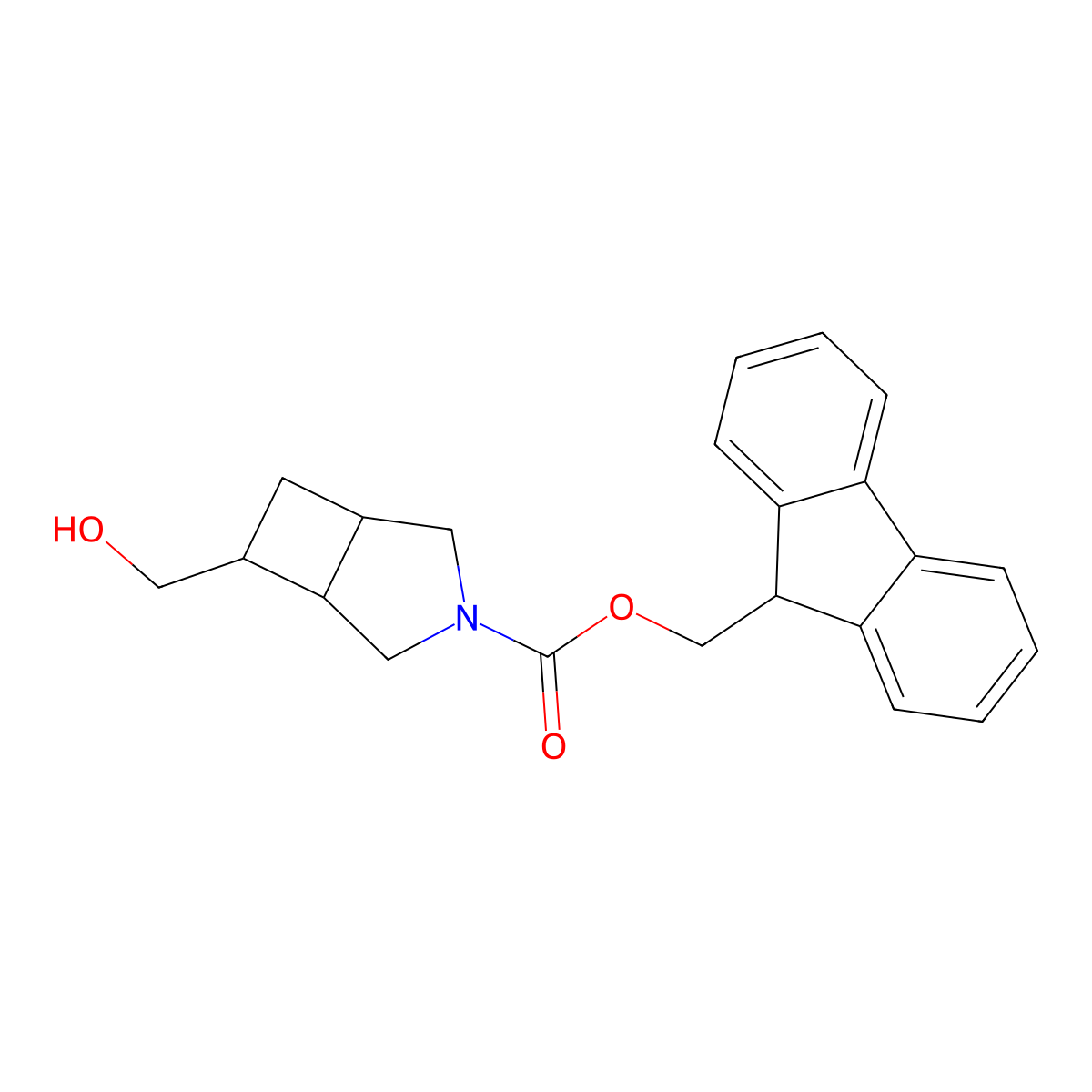 rac-(9H-fluoren-9-yl)methyl (1R,5R,6R)-6-(hydroxymethyl)-3-azabicyclo[3.2.0]heptane-3-carboxylate molecular structure, CAS 2763919-88-4