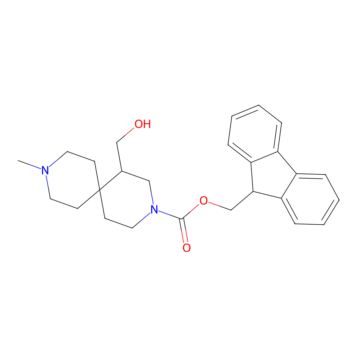 (9H-fluoren-9-yl)methyl 1-(hydroxymethyl)-9-methyl-3,9-diazaspiro[5.5]undecane-3-carboxylate molecular structure, CAS 2763919-91-9
