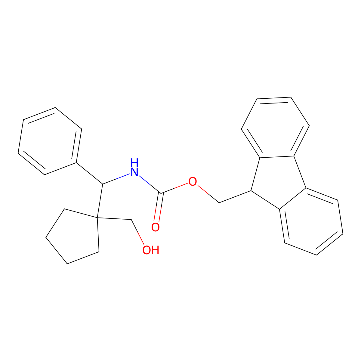 (9H-fluoren-9-yl)methyl N-{[1-(hydroxymethyl)cyclopentyl](phenyl)methyl}carbamate molecular structure, CAS 2763919-92-0