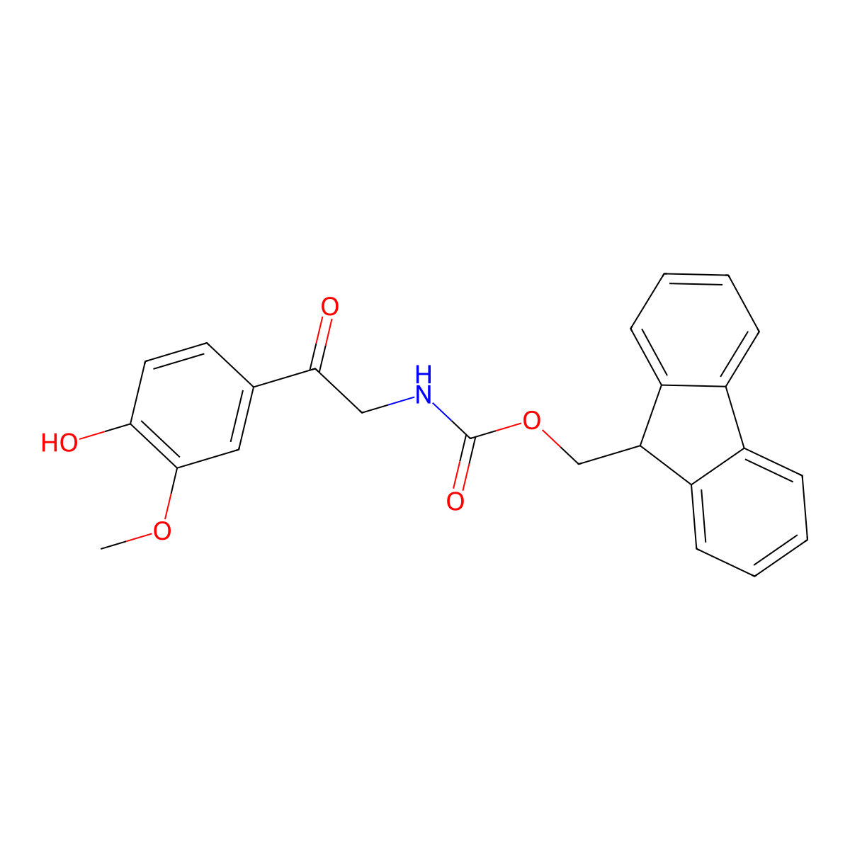(9H-fluoren-9-yl)methyl N-[2-(4-hydroxy-3-methoxyphenyl)-2-oxoethyl]carbamate molecular structure, CAS 2763919-93-1