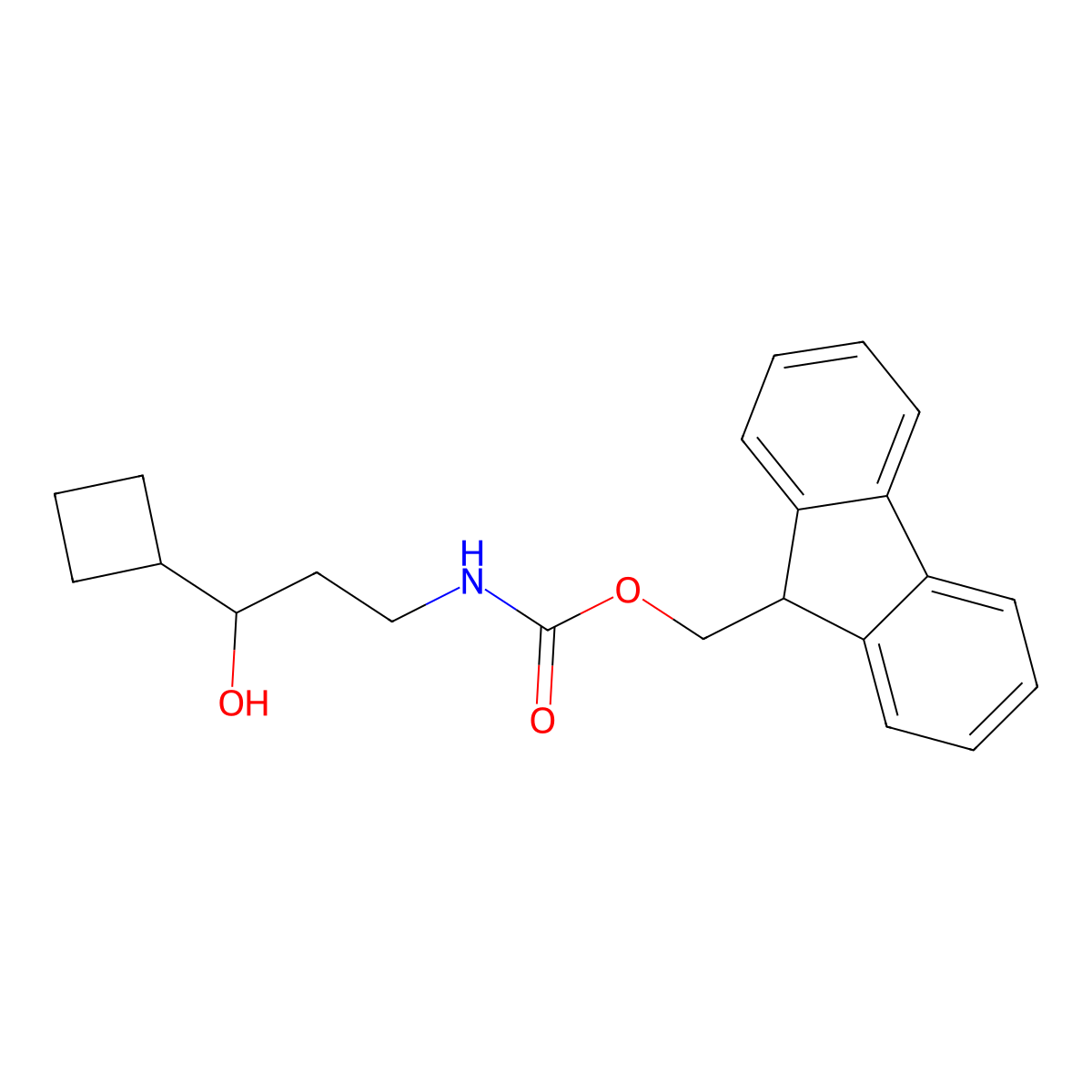 (9H-fluoren-9-yl)methyl N-(3-cyclobutyl-3-hydroxypropyl)carbamate molecular structure, CAS 2763919-96-4