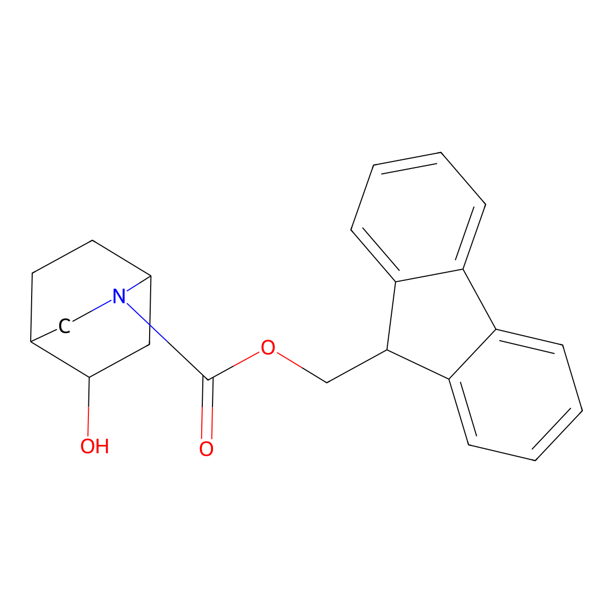 (9H-fluoren-9-yl)methyl 5-hydroxy-2-azabicyclo[2.2.2]octane-2-carboxylate molecular structure, CAS 2763919-99-7