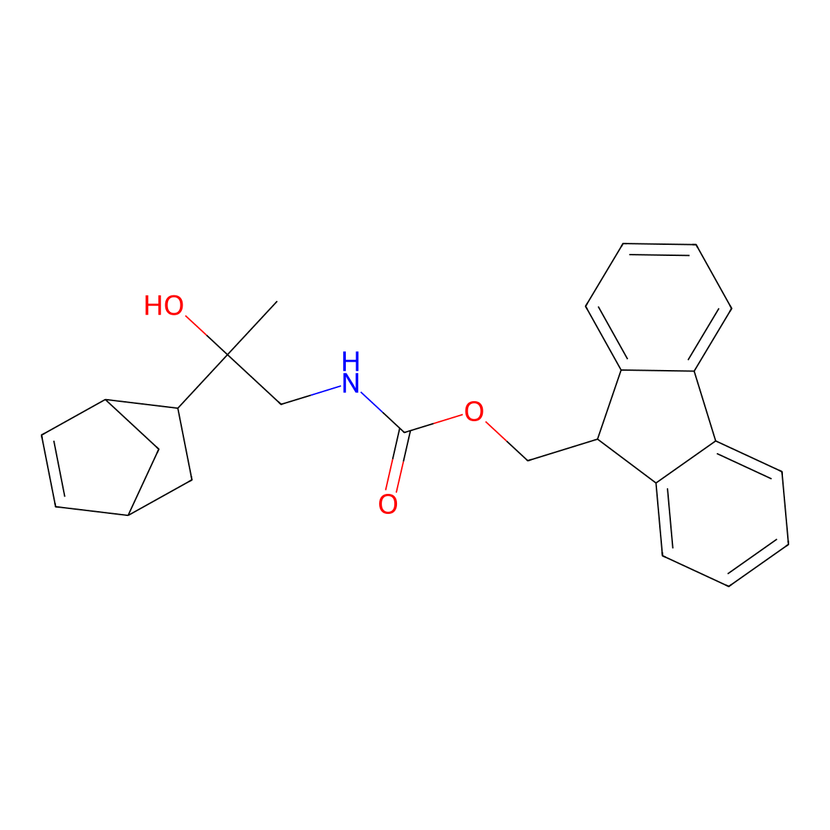 (9H-fluoren-9-yl)methyl N-(2-{bicyclo[2.2.1]hept-5-en-2-yl}-2-hydroxypropyl)carbamate molecular structure, CAS 2763920-03-0