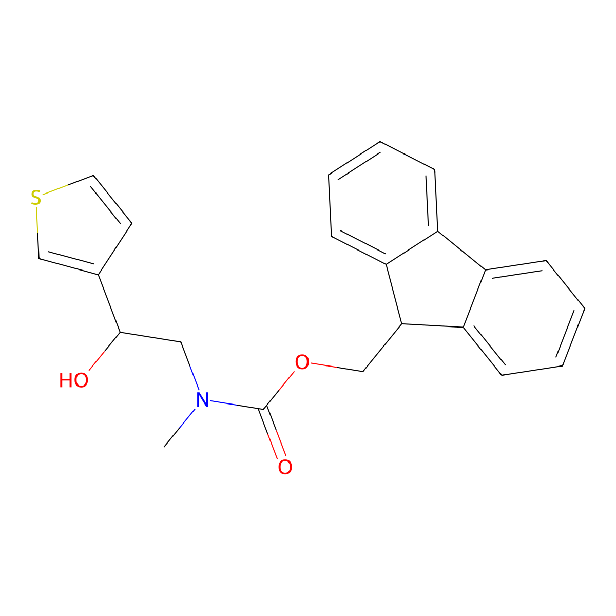 (9H-fluoren-9-yl)methyl N-[2-hydroxy-2-(thiophen-3-yl)ethyl]-N-methylcarbamate molecular structure, CAS 2763920-08-5