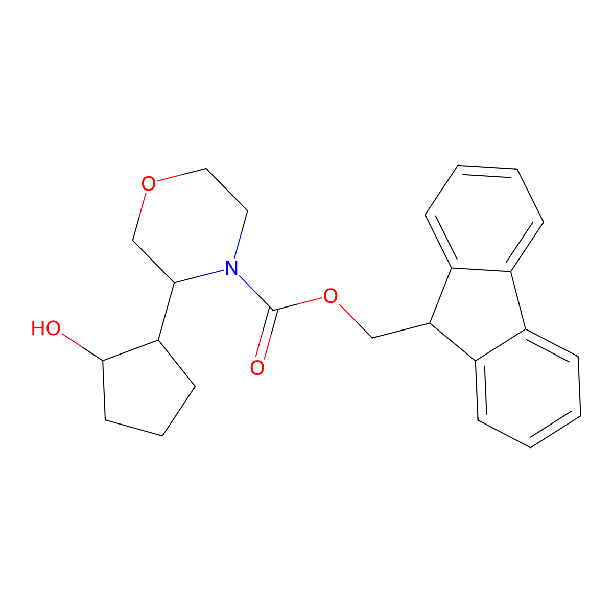 (9H-fluoren-9-yl)methyl 3-(2-hydroxycyclopentyl)morpholine-4-carboxylate molecular structure, CAS 2763920-10-9