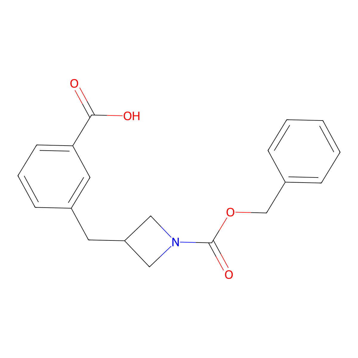 3-({1-[(Benzyloxy)carbonyl]azetidin-3-yl}methyl)benzoic acid molecular structure, CAS 2763920-12-1