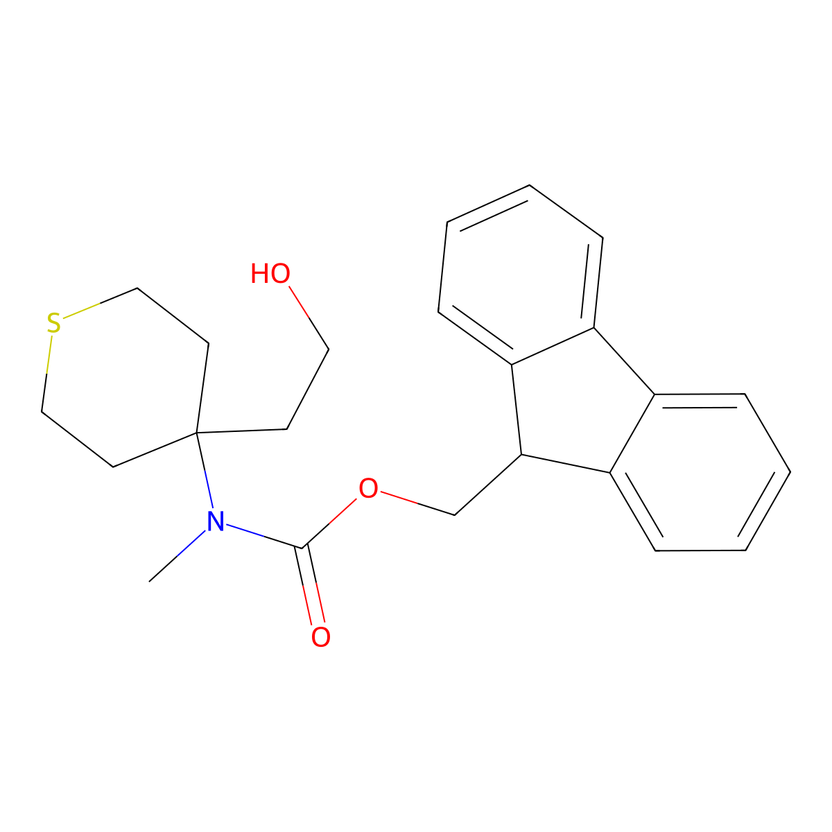 (9H-fluoren-9-yl)methyl N-[4-(2-hydroxyethyl)thian-4-yl]-N-methylcarbamate molecular structure, CAS 2763920-14-3