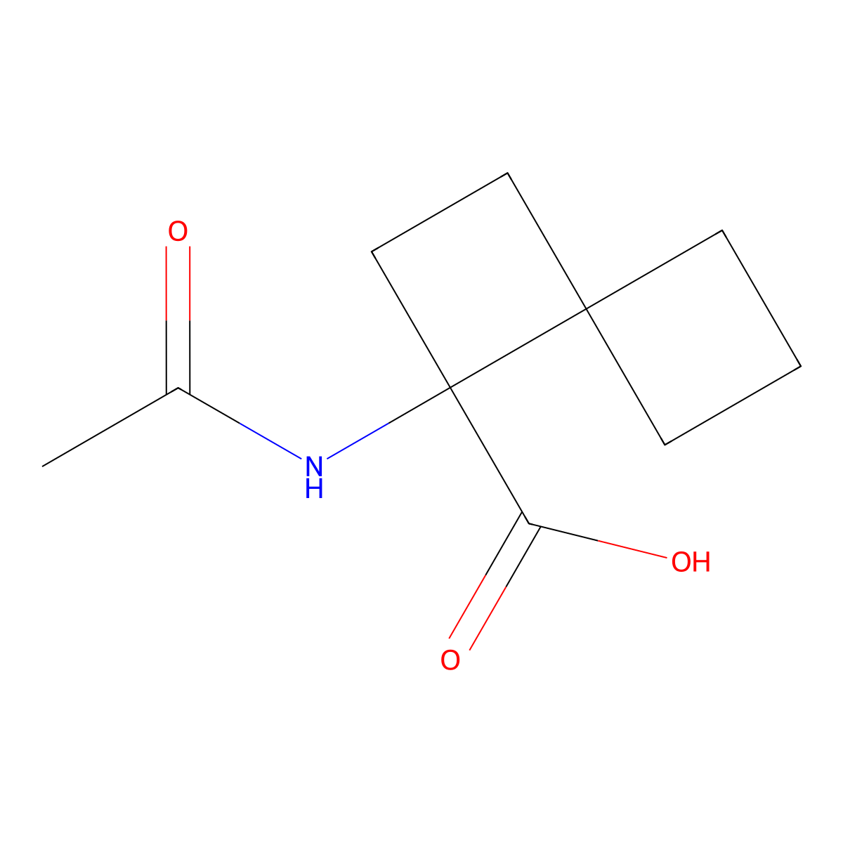 1-Acetamidospiro[3.3]heptane-1-carboxylic acid molecular structure, CAS 2763920-18-7
