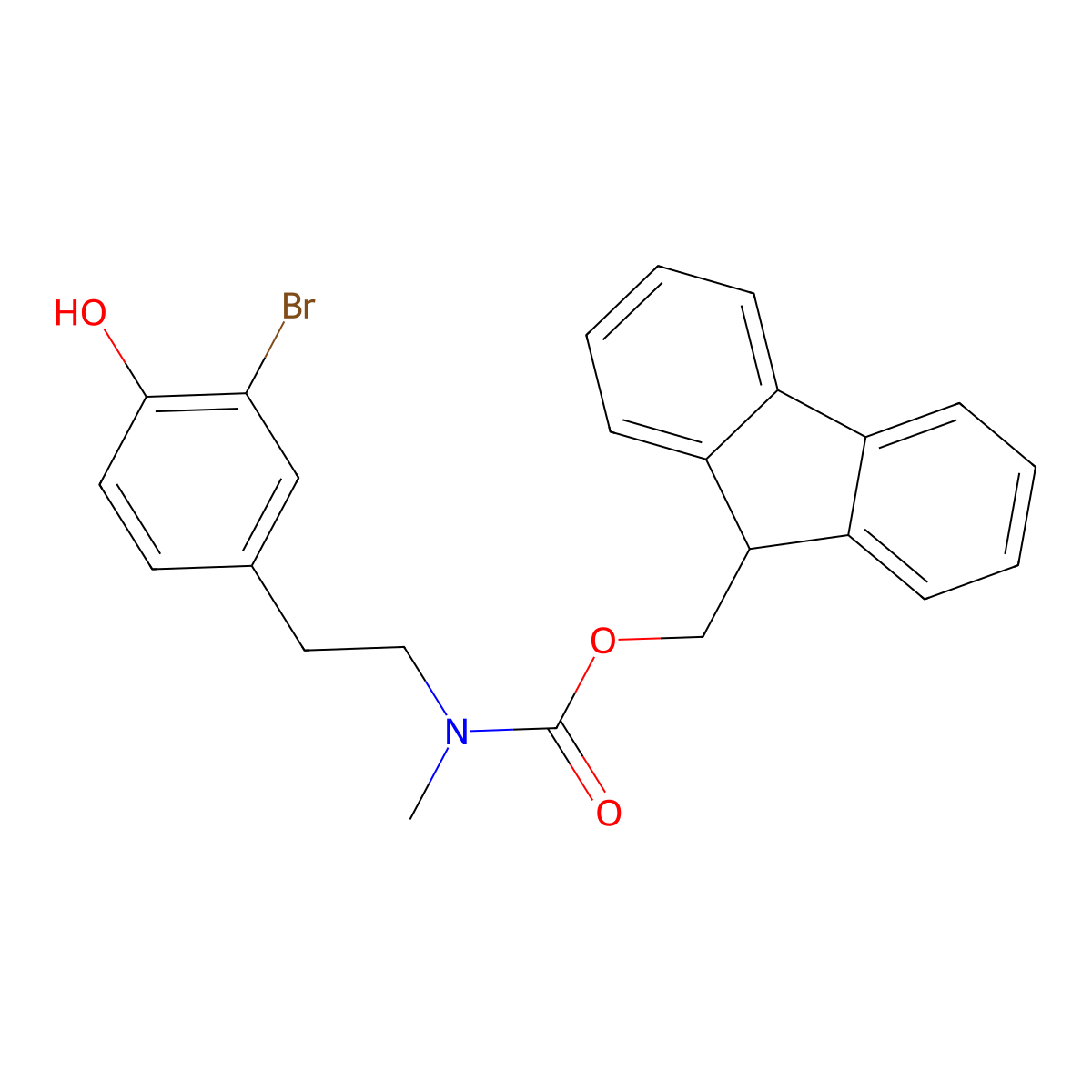 (9H-fluoren-9-yl)methyl N-[2-(3-bromo-4-hydroxyphenyl)ethyl]-N-methylcarbamate molecular structure, CAS 2763920-19-8
