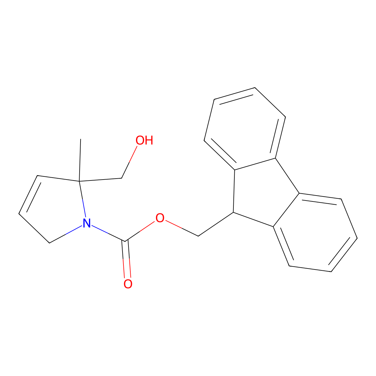 (9H-fluoren-9-yl)methyl 2-(hydroxymethyl)-2-methyl-2,5-dihydro-1H-pyrrole-1-carboxylate molecular structure, CAS 2763920-23-4