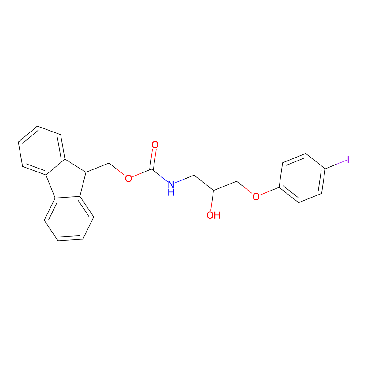 (9H-fluoren-9-yl)methyl N-[2-hydroxy-3-(4-iodophenoxy)propyl]carbamate molecular structure, CAS 2763920-25-6
