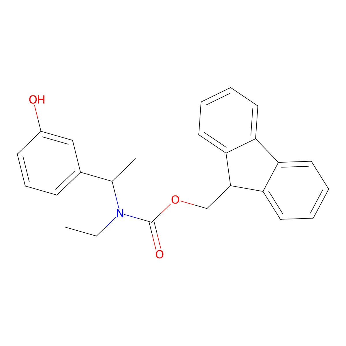 (9H-fluoren-9-yl)methyl N-ethyl-N-[1-(3-hydroxyphenyl)ethyl]carbamate molecular structure, CAS 2763920-34-7