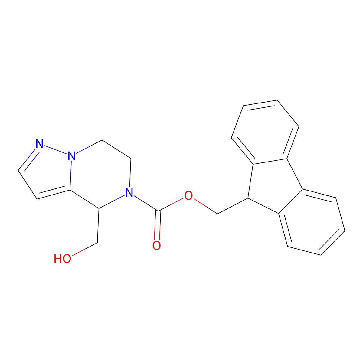 (9H-fluoren-9-yl)methyl 4-(hydroxymethyl)-4H,5H,6H,7H-pyrazolo[1,5-a]pyrazine-5-carboxylate molecular structure, CAS 2763920-41-6