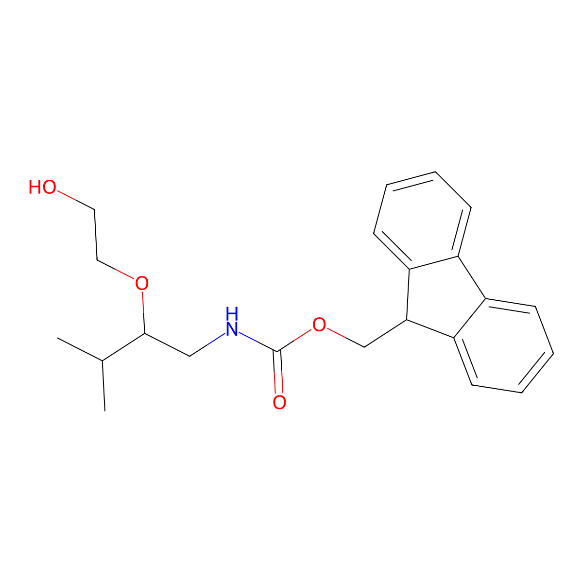 (9H-fluoren-9-yl)methyl N-[2-(2-hydroxyethoxy)-3-methylbutyl]carbamate molecular structure, CAS 2763920-43-8