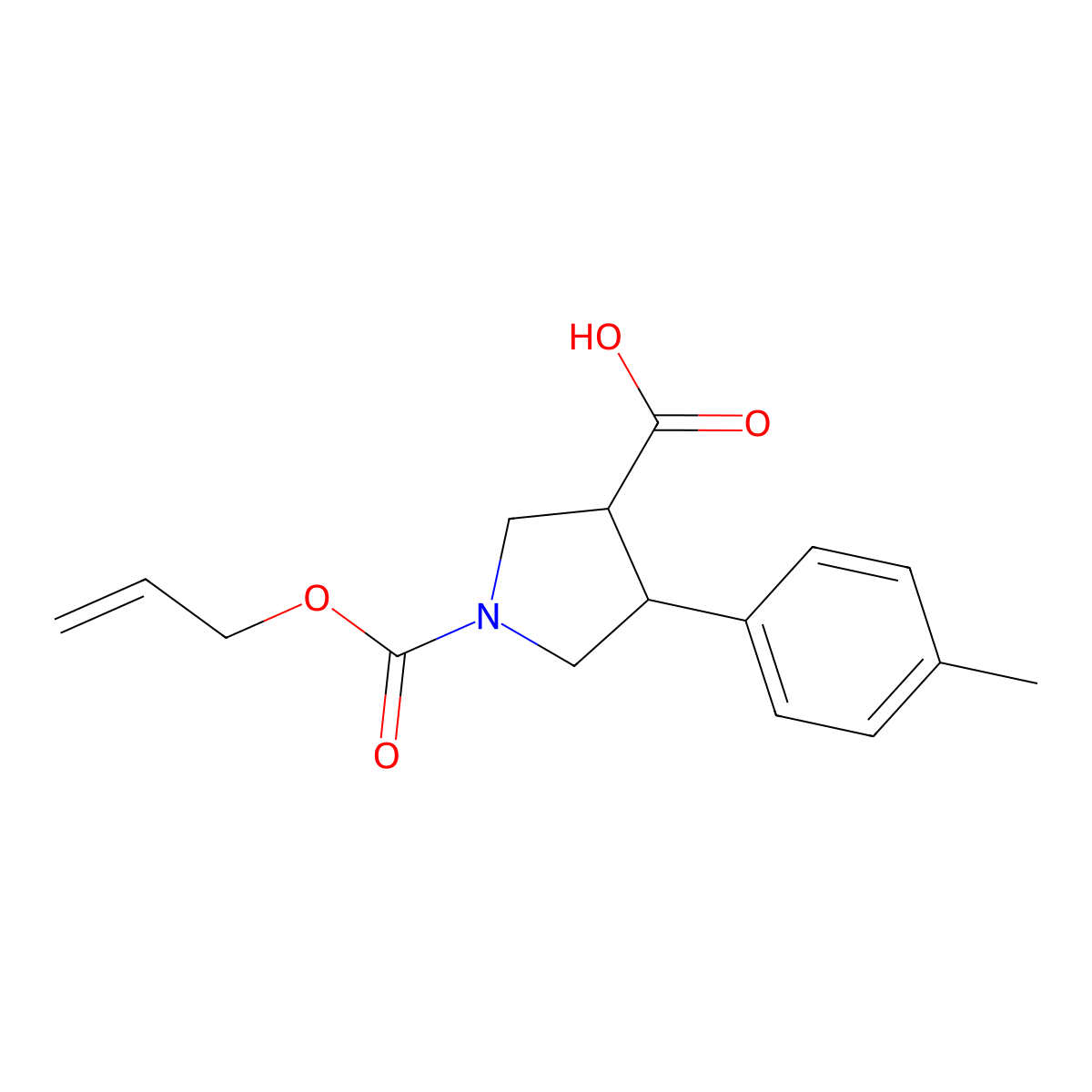 rac-(3R,4S)-4-(4-methylphenyl)-1-[(prop-2-en-1-yloxy)carbonyl]pyrrolidine-3-carboxylic acid molecular structure, CAS 2763920-57-4