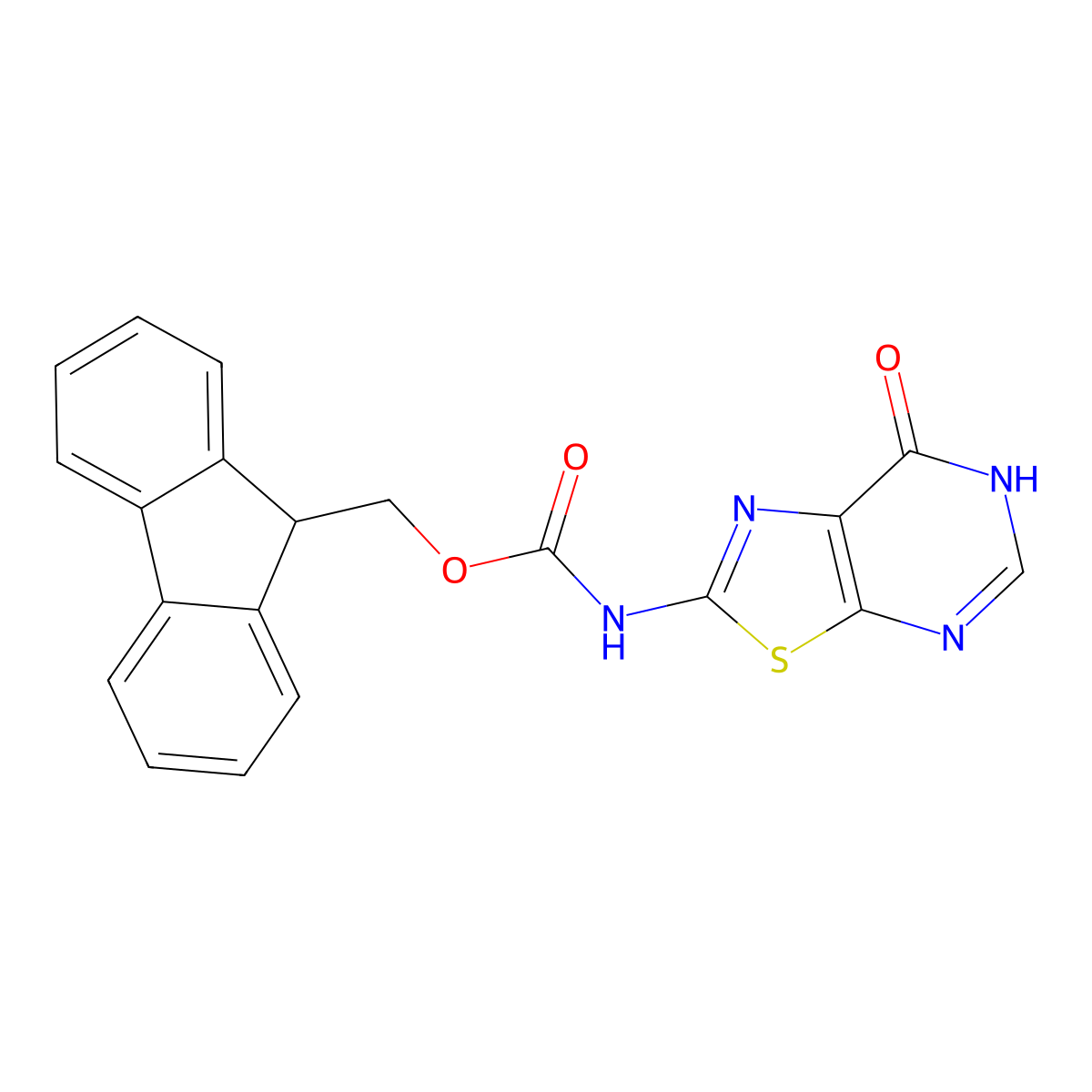 (9H-fluoren-9-yl)methyl N-{7-hydroxy-[1,3]thiazolo[5,4-d]pyrimidin-2-yl}carbamate molecular structure, CAS 2763920-58-5