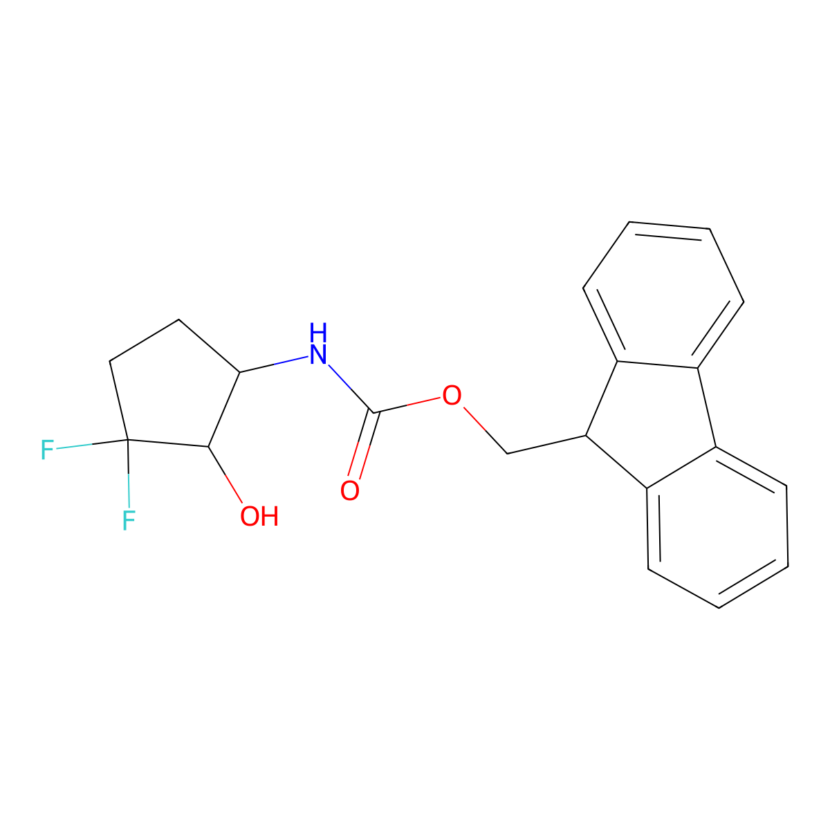 rac-(9H-fluoren-9-yl)methyl N-[(1R,2S)-3,3-difluoro-2-hydroxycyclopentyl]carbamate molecular structure, CAS 2763920-59-6