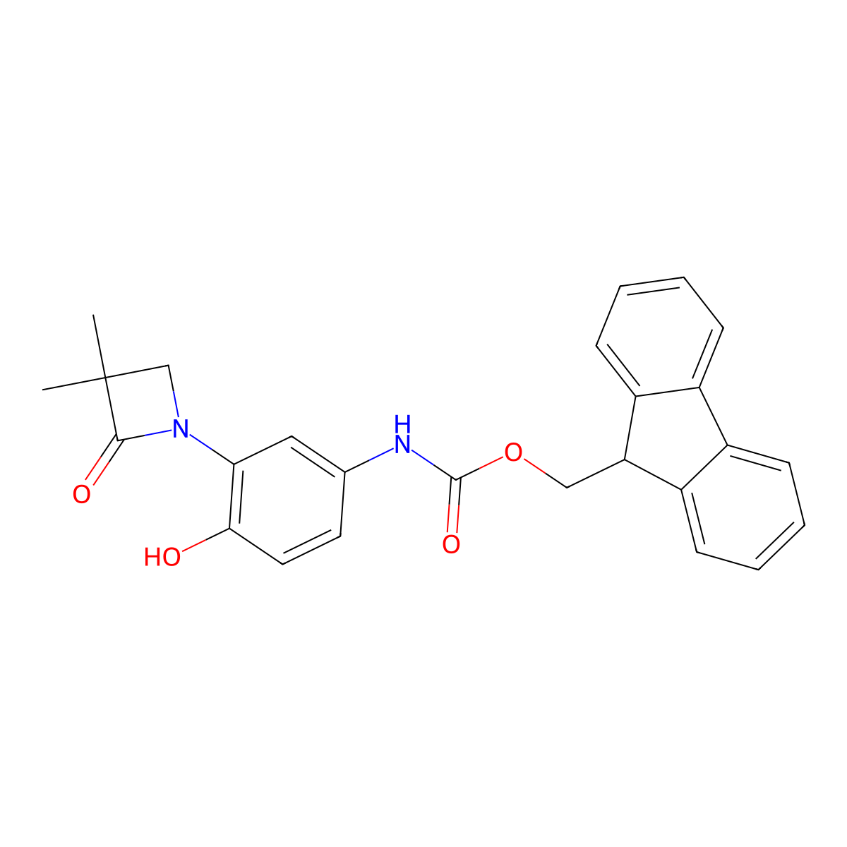 (9H-fluoren-9-yl)methyl N-[3-(3,3-dimethyl-2-oxoazetidin-1-yl)-4-hydroxyphenyl]carbamate molecular structure, CAS 2763920-62-1