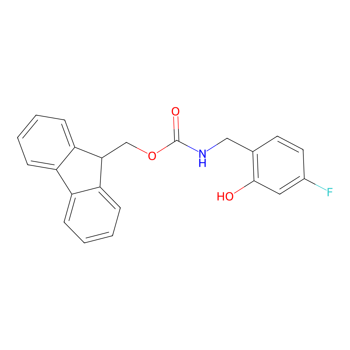 (9H-fluoren-9-yl)methyl N-[(4-fluoro-2-hydroxyphenyl)methyl]carbamate molecular structure, CAS 2763920-65-4