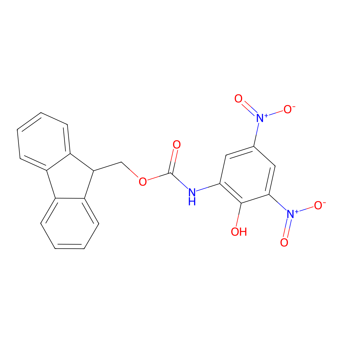 (9H-fluoren-9-yl)methyl N-(2-hydroxy-3,5-dinitrophenyl)carbamate molecular structure, CAS 2763921-43-1