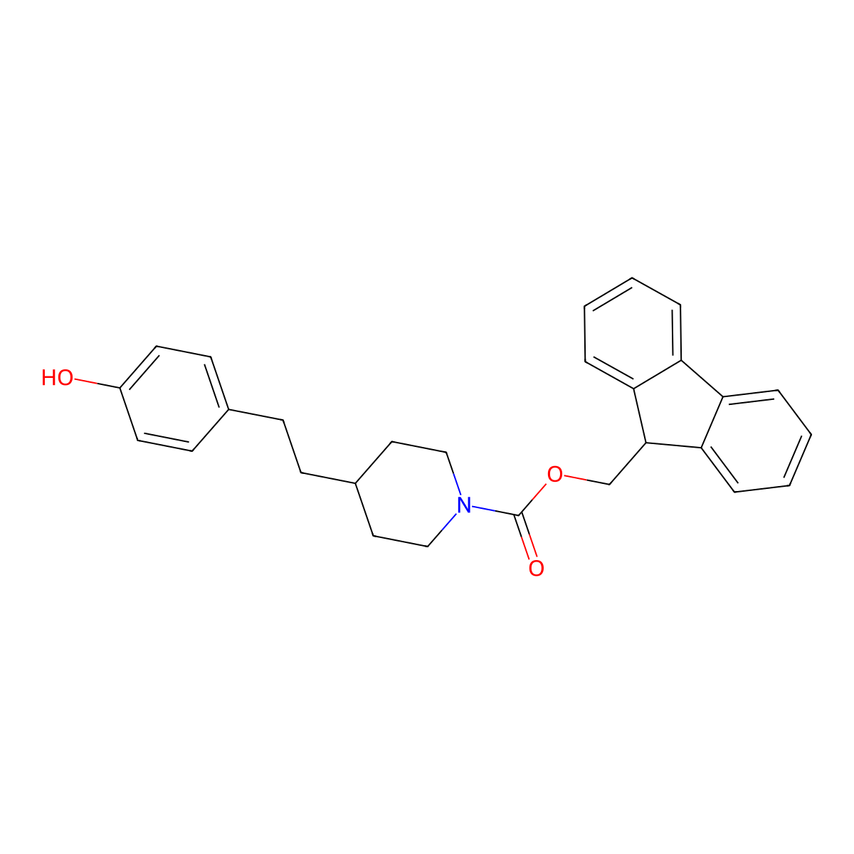 (9H-fluoren-9-yl)methyl 4-[2-(4-hydroxyphenyl)ethyl]piperidine-1-carboxylate molecular structure, CAS 2763921-51-1