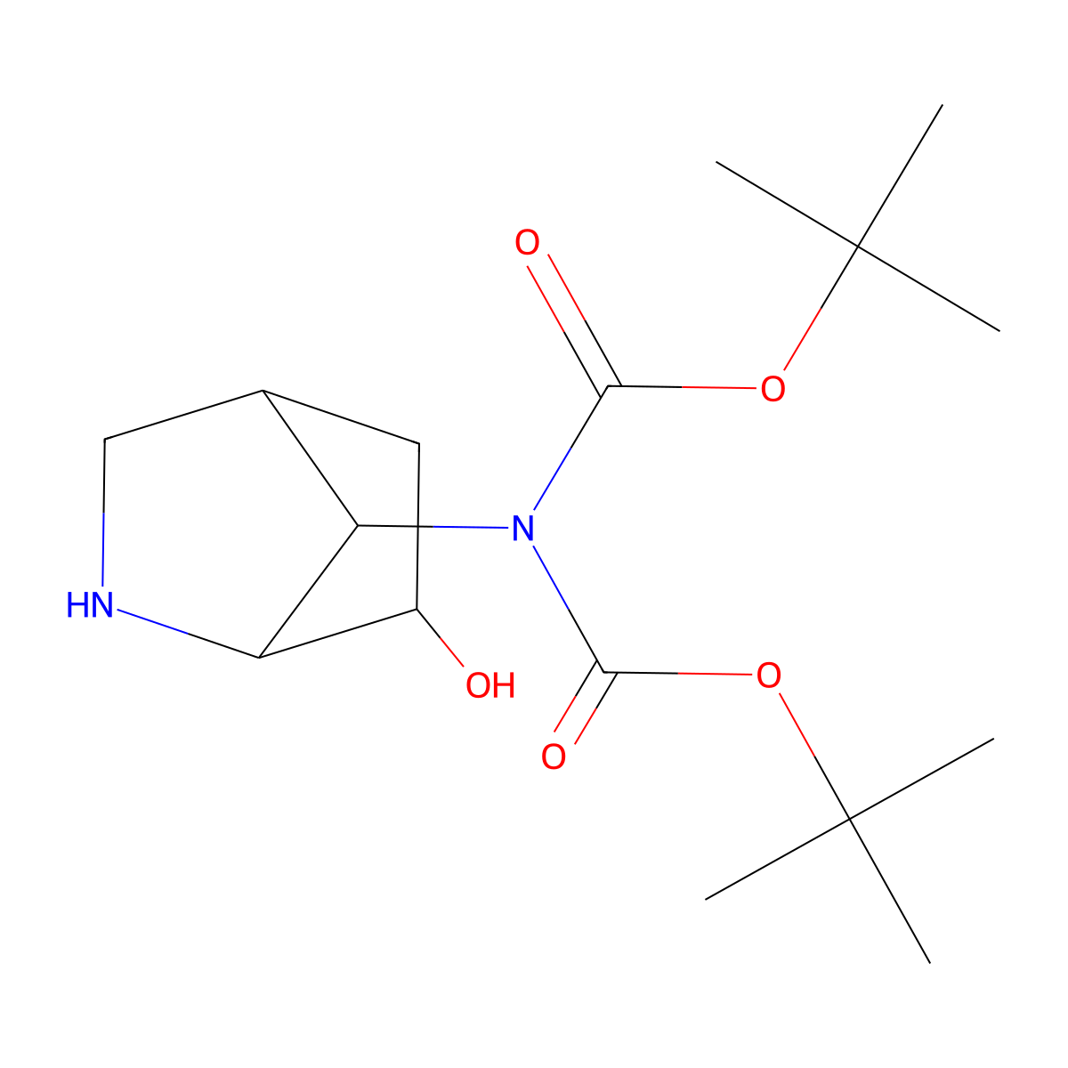 rac-tert-butyl N-[(tert-butoxy)carbonyl]-N-[(1R,4S,6R,7S)-6-hydroxy-2-azabicyclo[2.2.1]heptan-7-yl]carbamate molecular structure, CAS 2763921-52-2