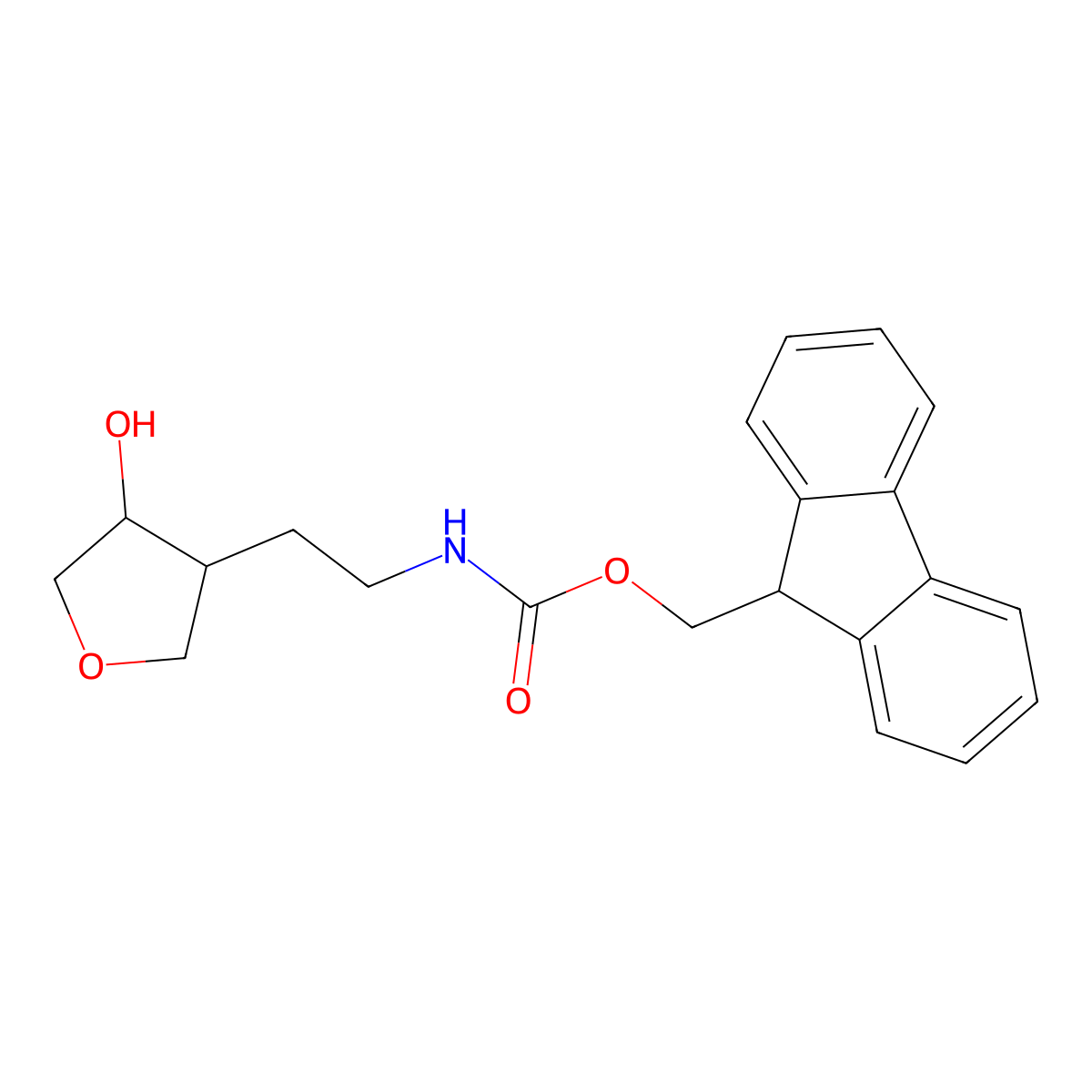 rac-(9H-fluoren-9-yl)methyl N-{2-[(3R,4S)-4-hydroxyoxolan-3-yl]ethyl}carbamate molecular structure, CAS 2763921-53-3