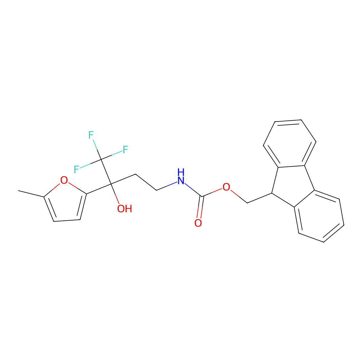 (9H-fluoren-9-yl)methyl N-[4,4,4-trifluoro-3-hydroxy-3-(5-methylfuran-2-yl)butyl]carbamate molecular structure, CAS 2763921-57-7