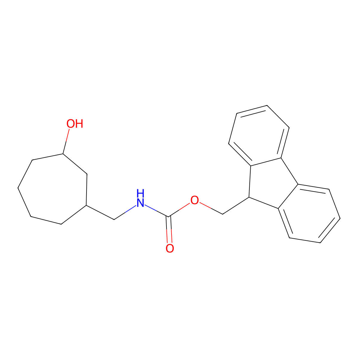 (9H-fluoren-9-yl)methyl N-[(3-hydroxycycloheptyl)methyl]carbamate molecular structure, CAS 2763921-62-4