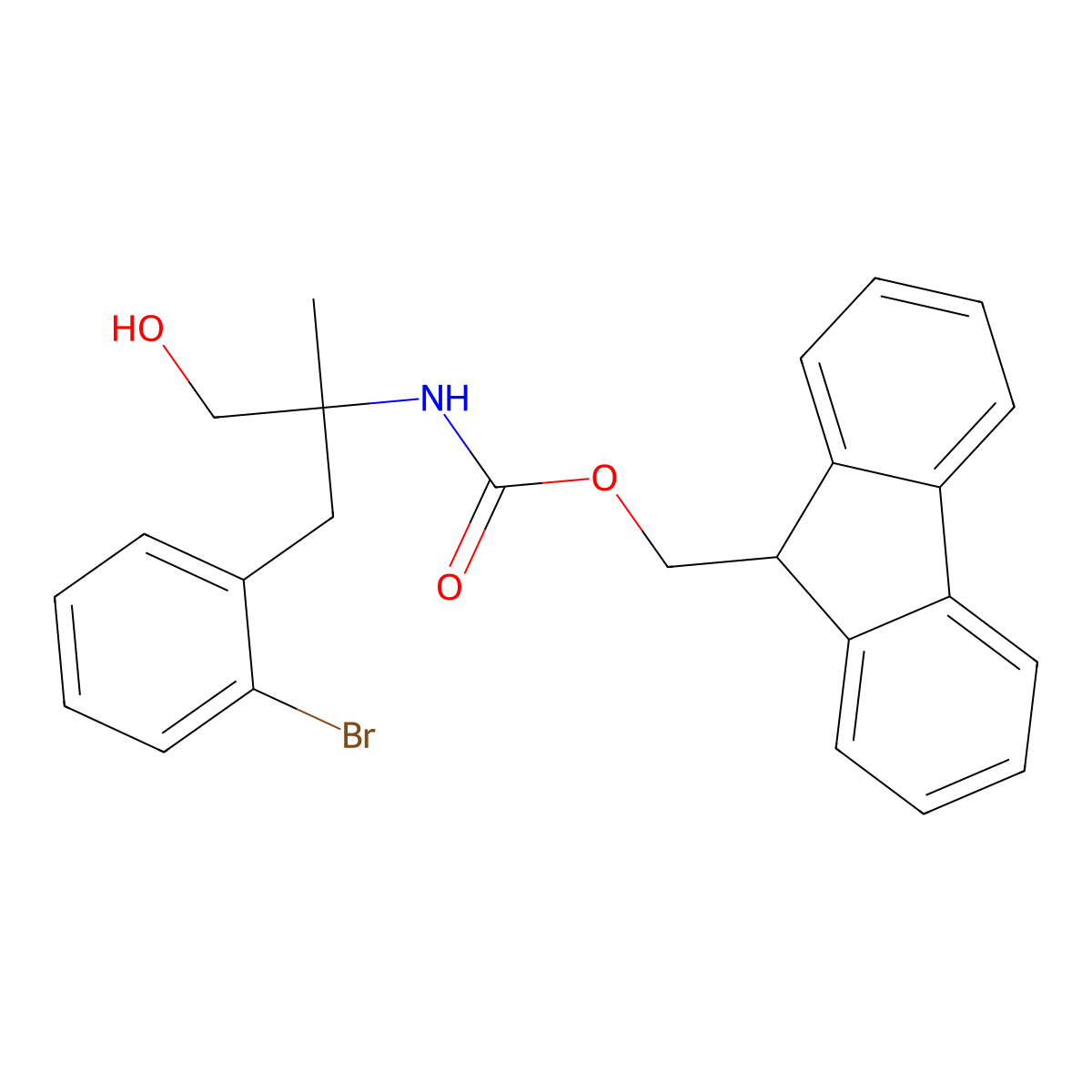 (9H-fluoren-9-yl)methyl N-{2-[(2-bromophenyl)methyl]-1-hydroxypropan-2-yl}carbamate molecular structure, CAS 2763921-71-5