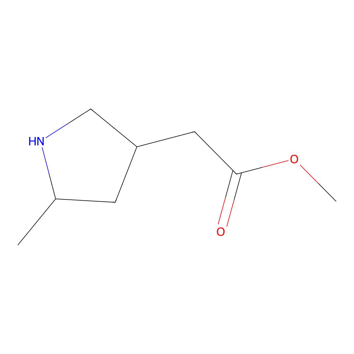 Methyl 2-(5-methylpyrrolidin-3-yl)acetate molecular structure, CAS 2763921-73-7