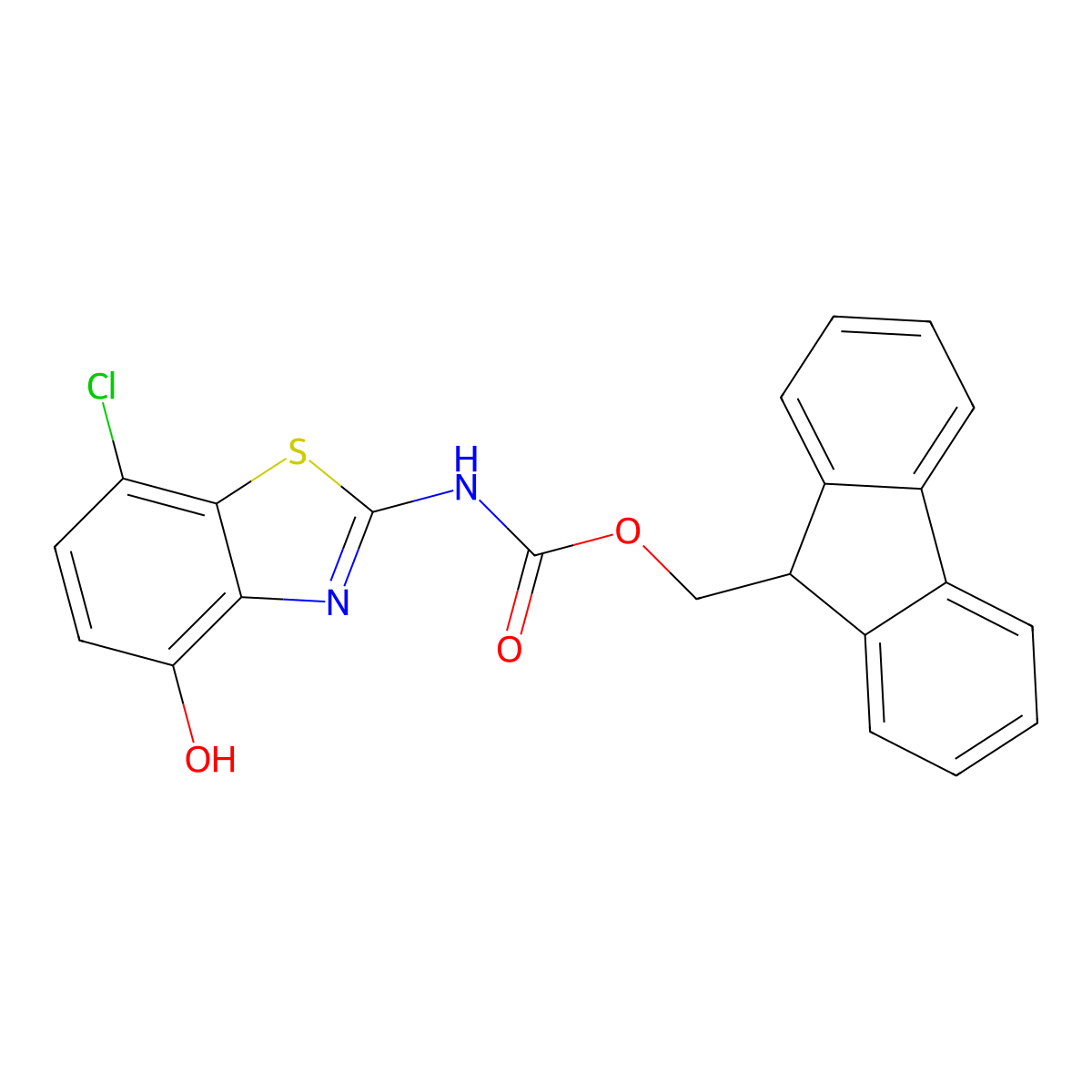 (9H-fluoren-9-yl)methyl N-(7-chloro-4-hydroxy-1,3-benzothiazol-2-yl)carbamate molecular structure, CAS 2763921-74-8