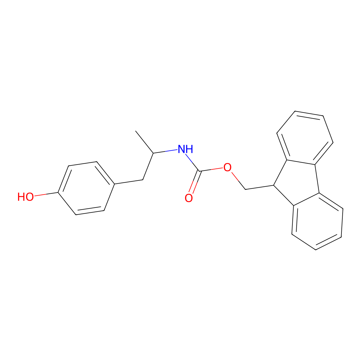 (9H-fluoren-9-yl)methyl N-[1-(4-hydroxyphenyl)propan-2-yl]carbamate molecular structure, CAS 2763921-76-0
