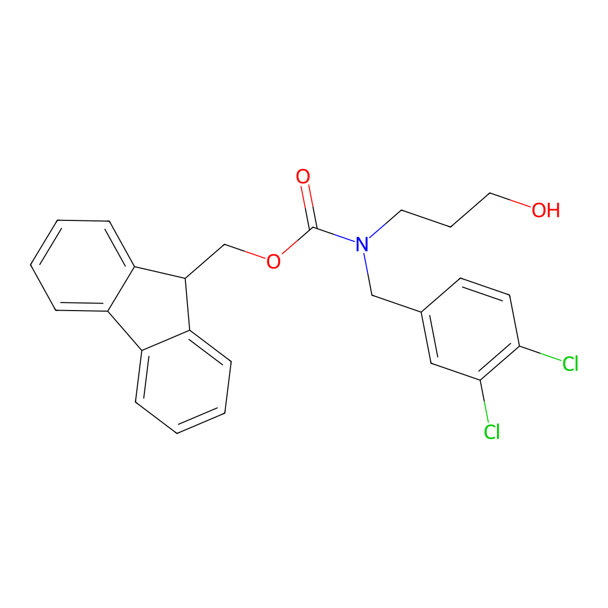 (9H-fluoren-9-yl)methyl N-[(3,4-dichlorophenyl)methyl]-N-(3-hydroxypropyl)carbamate molecular structure, CAS 2763921-77-1